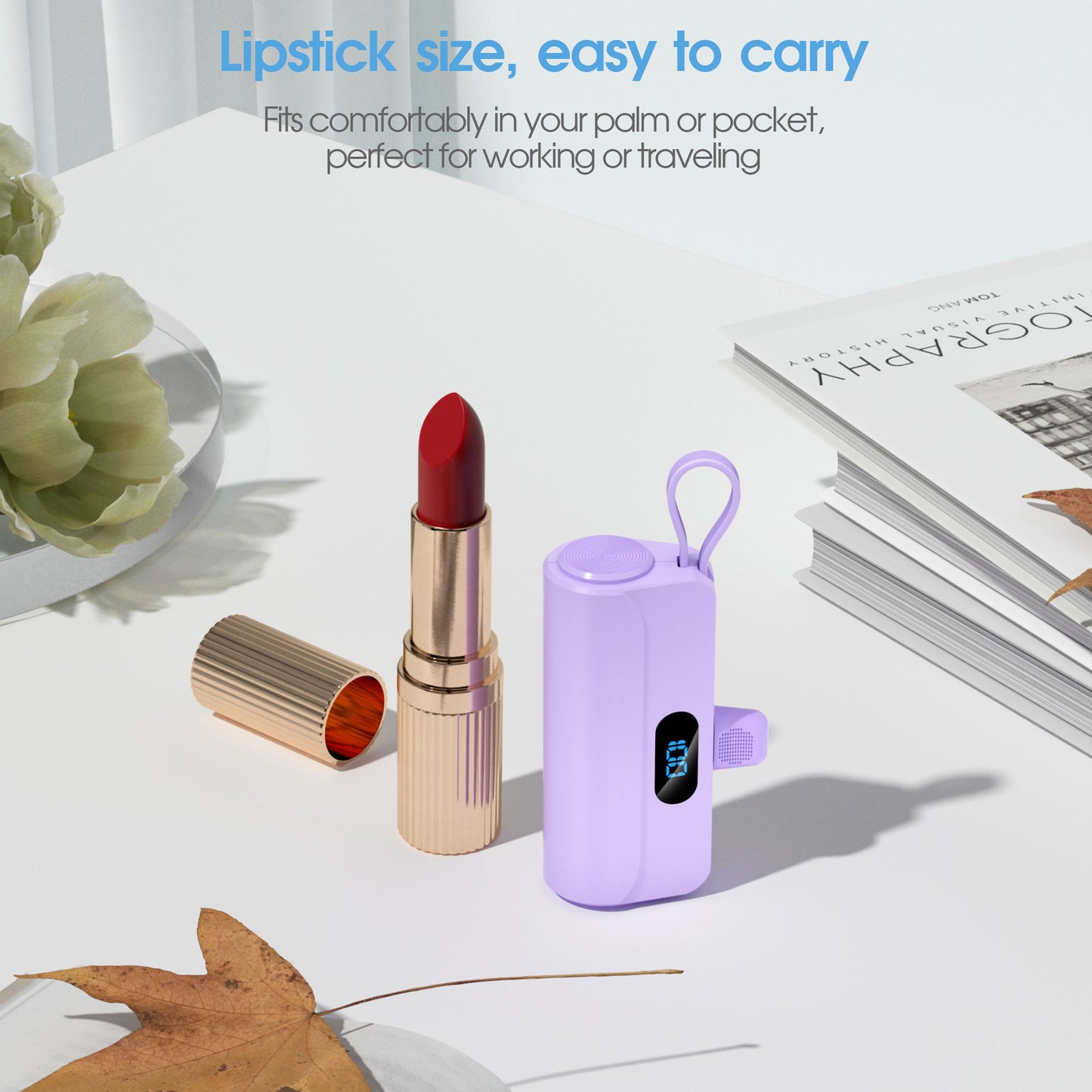 Tragbare Powerbank mit Integriertem Micro-Usb-Kabel und Led-Taschenlampe Brehn
