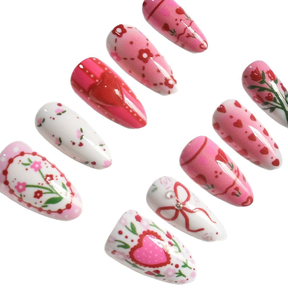 Romantische Blumen temas Press-On Nagelkunst Brehn