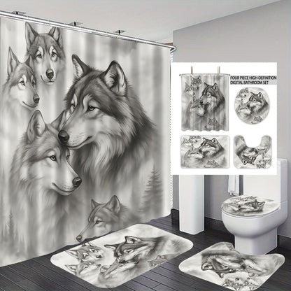 Hochauflösendes Wolf-Thema Badezimmer Dekor Set Brehn