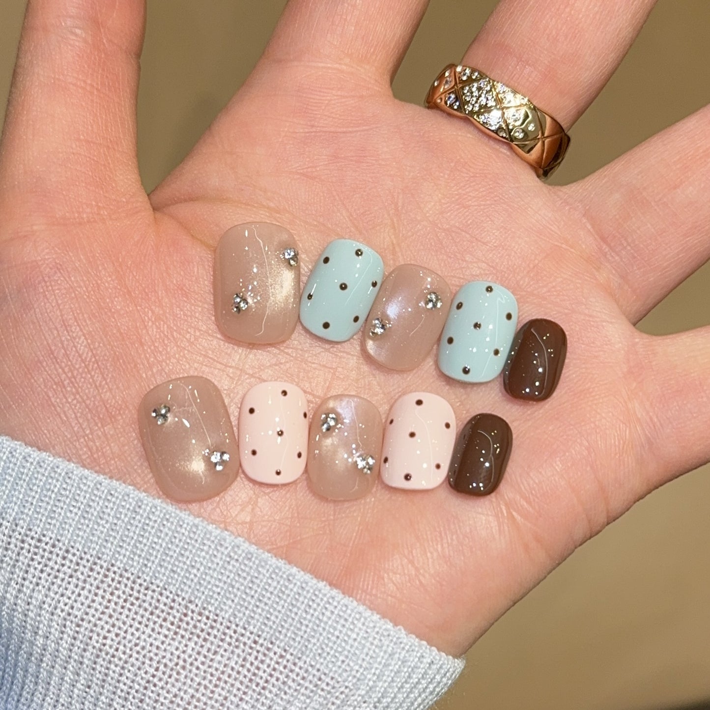 Kunstnägel mit Strass und Glitzer Brehn