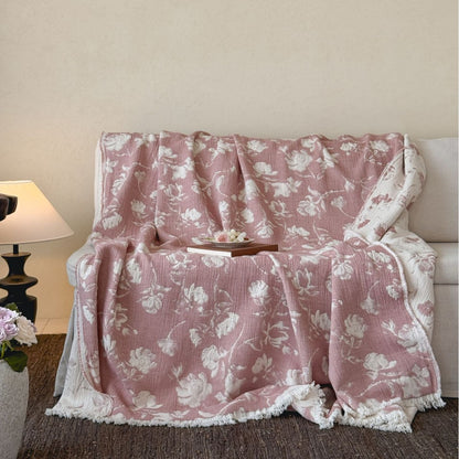Wendbare leichte Jacquard Baumwoll-Leinen Decke mit Fransen