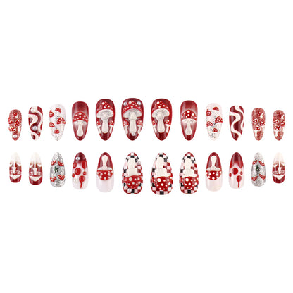 Künstlerisches Pilzdesign Press-On Nagelset Brehn