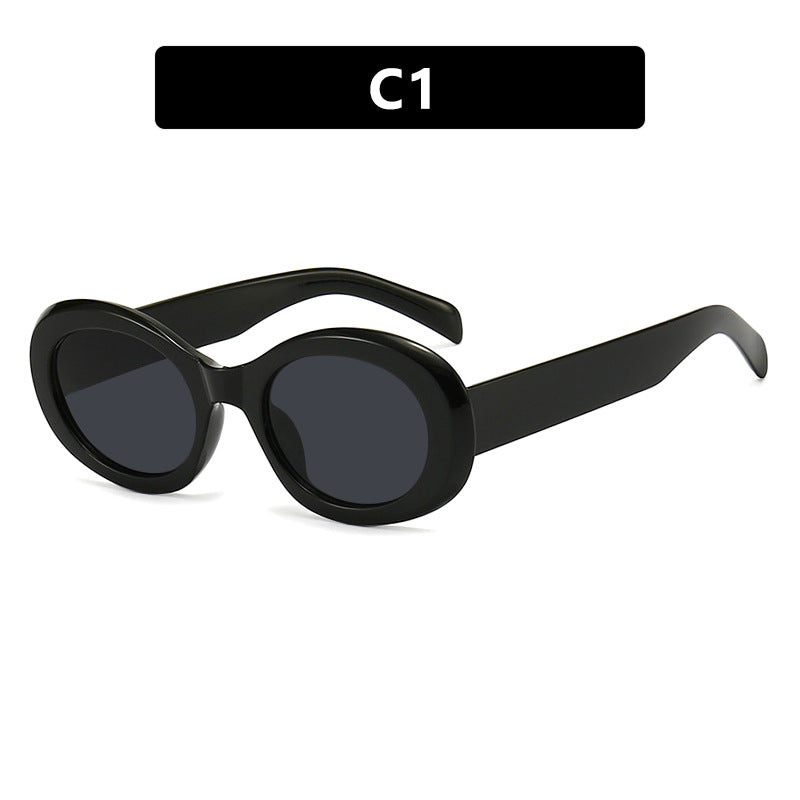 Damen modische Sonnenbrille im originellen Ovaldesign mit transparentem Rahmen und UV-Schutz Brehn