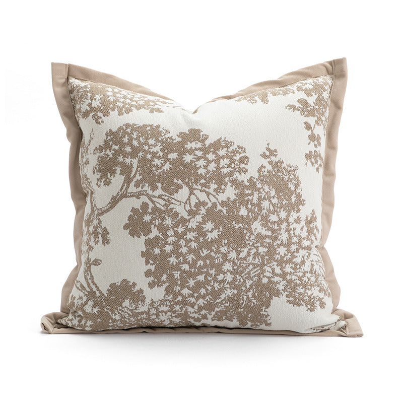 Dekorativer Jacquard-Kissenbezug mit Baum-Motiv und Samt-Paspel Brehn