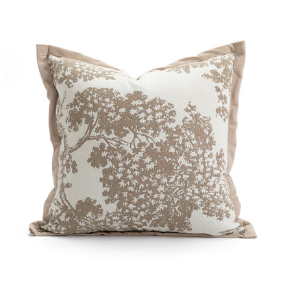 Dekorativer Jacquard-Kissenbezug mit Baum-Motiv und Samt-Paspel Brehn