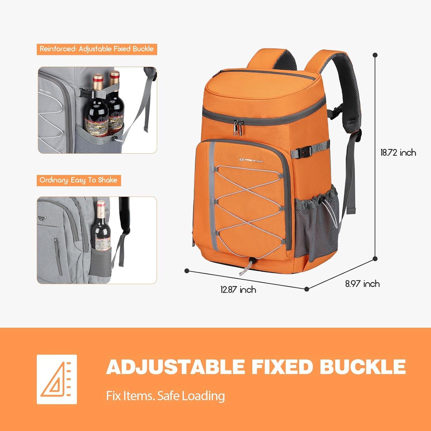 Unisex nan isolierter Picknick-Rucksack mit integriertem Kühlfach, Flaschenhalter und verstellbarem Gurtsystem Brehn