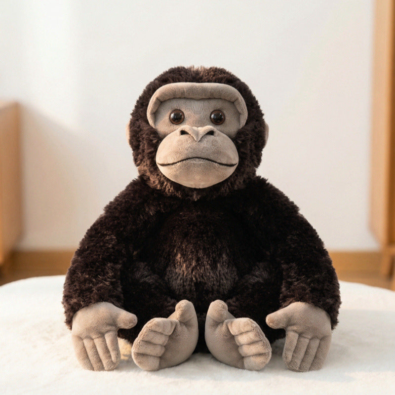 Plüsch sitzender Gorilla Spielzeug mit langem Kunstfell und weichem Füllmaterial Brehn