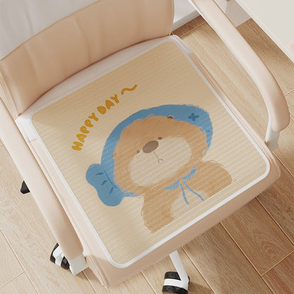 Cute Cartoon Bear Memory Foam Office Chair Seat Cushion with Non-Slip Backing