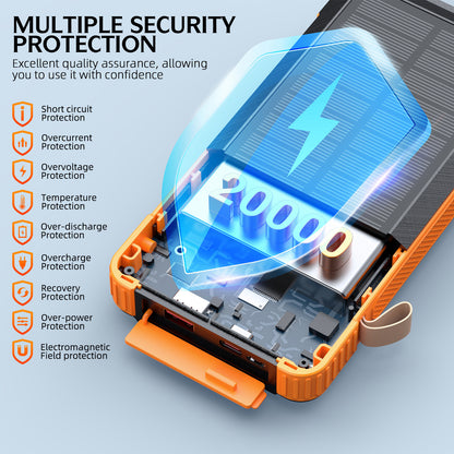 Solar Powerbank mit Multifunktionalem LED-Licht und Integriertem Ladekabel Brehn