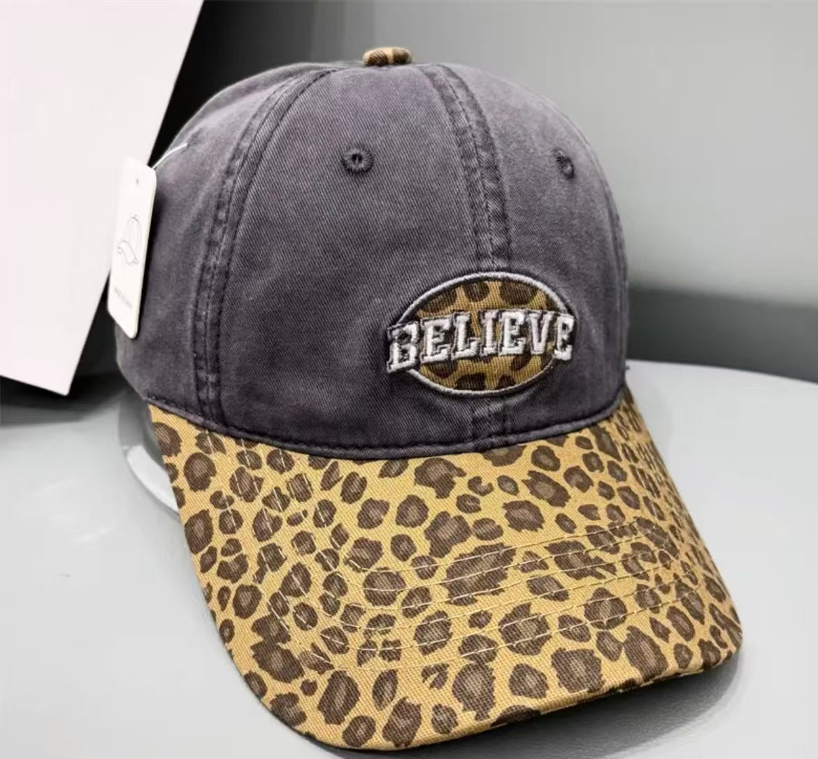 Damen Freizeit Leopard Druck Baseballmütze Brehn