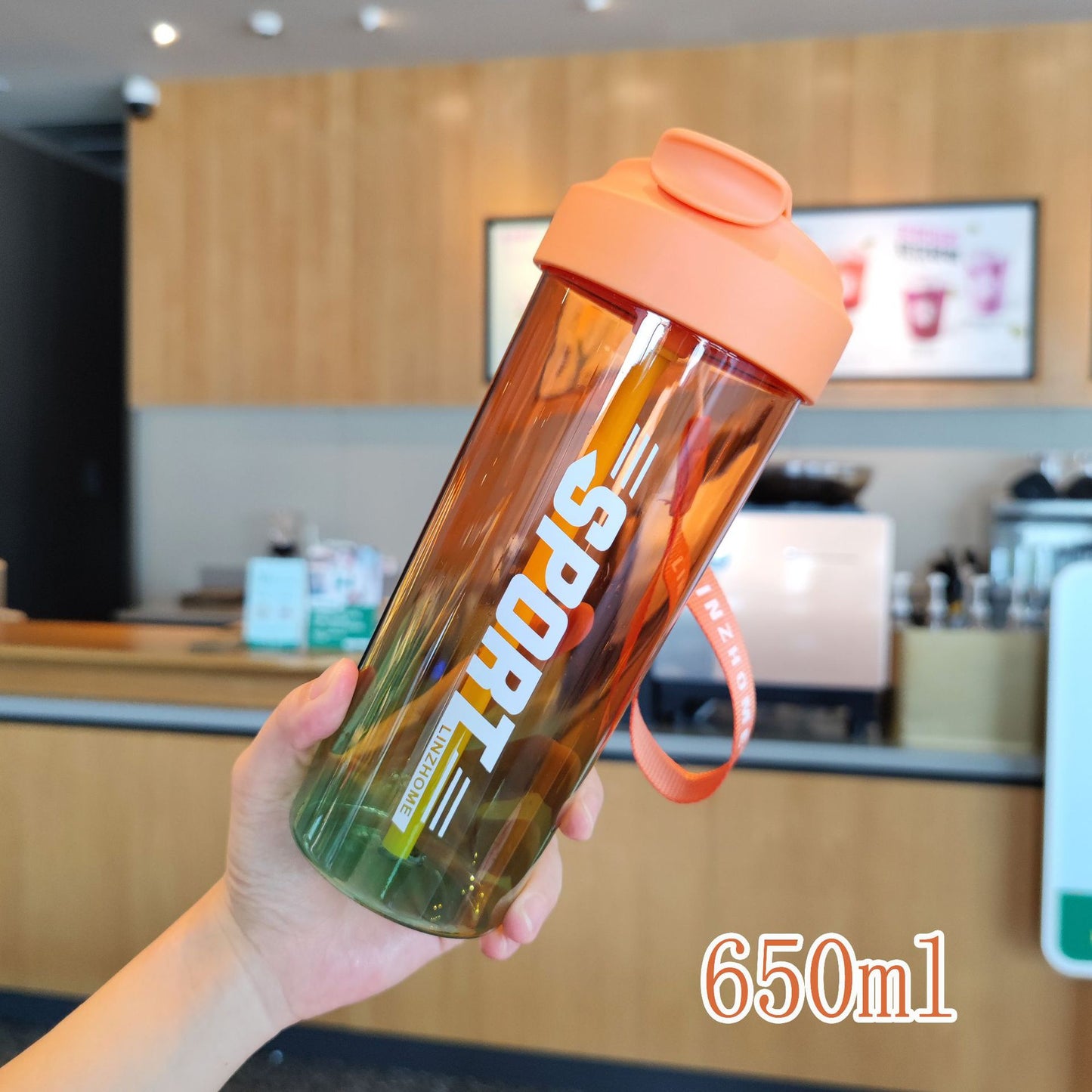 Damen Sport-Trinkflasche mit praktischer Strohhalm- und Tragefunktion Brehn