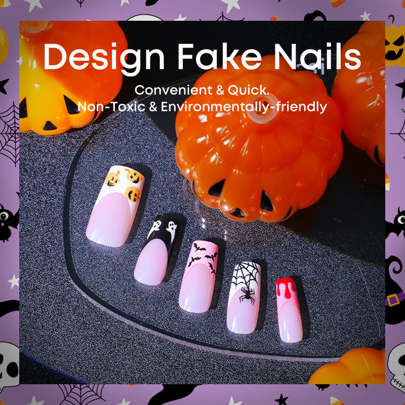 Kreatives Halloween Kunstnagelset mit gruseligen Motiven Brehn