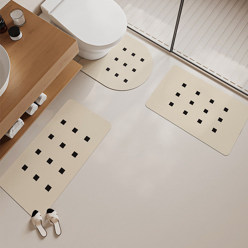 Non-Slip Memory Foam Bathroom Rug Set with Geometric Square Cutout Pattern