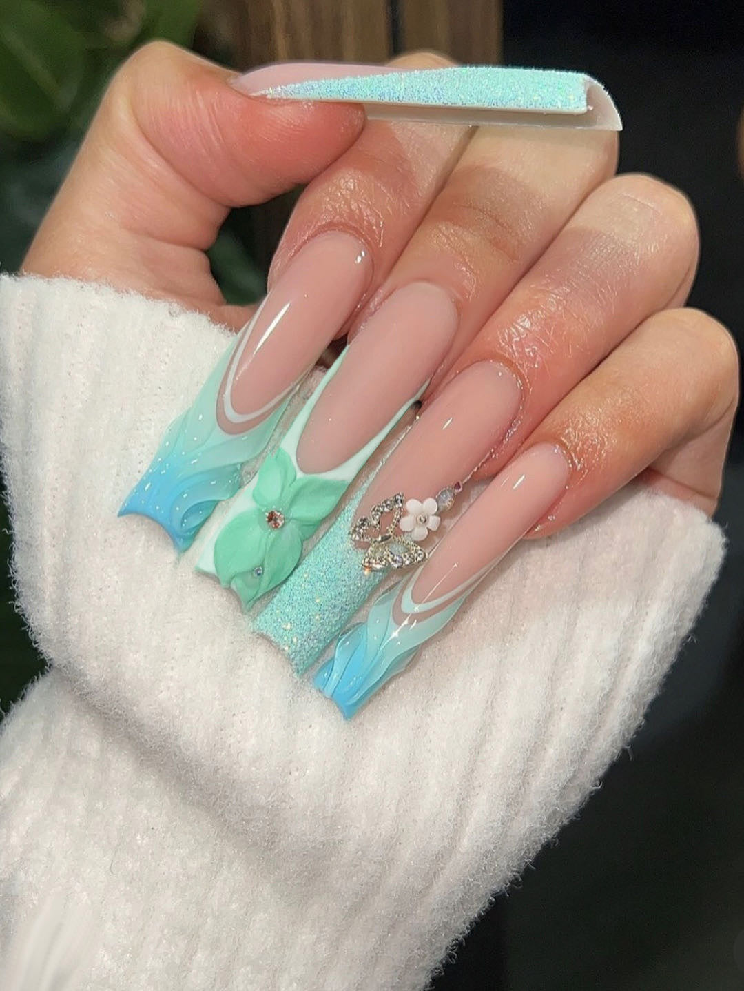 Künstlerische 3D Lange Acryl Nagelverlängerungen Brehn