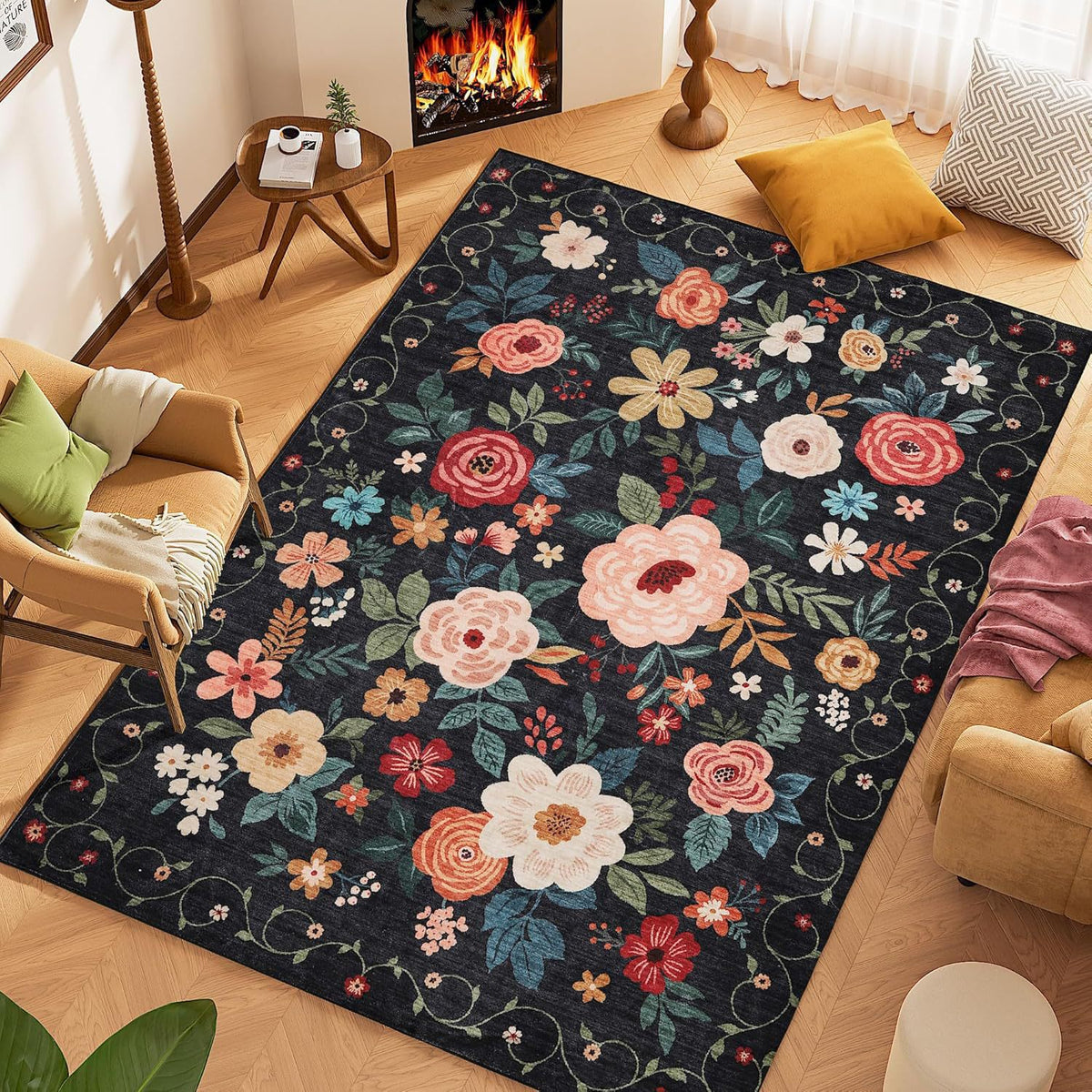 Blumenstickerei Teppich