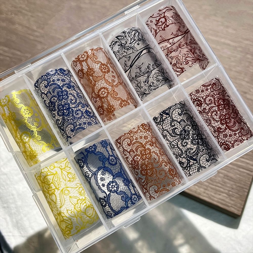 Dekorativer Spitzen-Nagelkunst-Band-Set