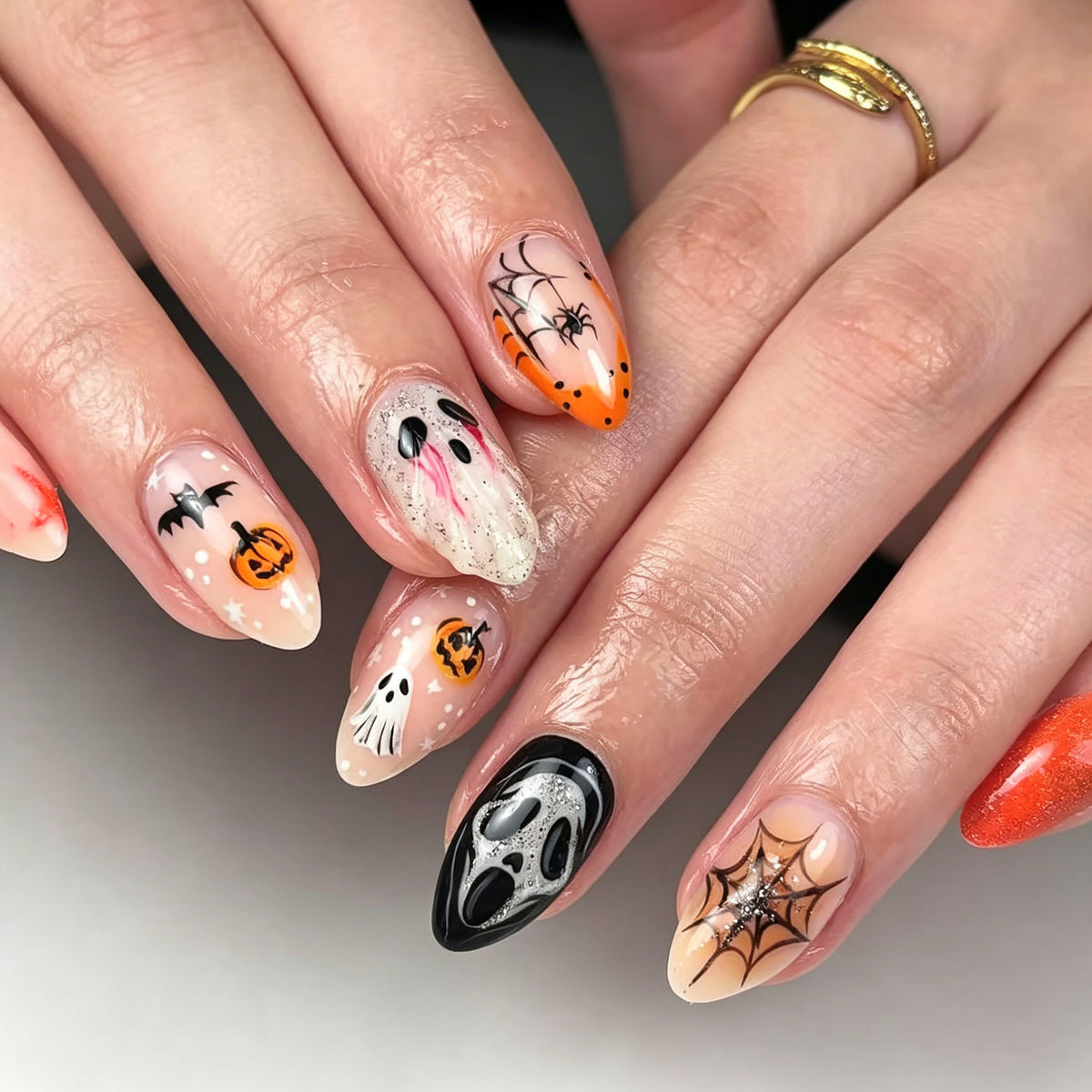 Halloween-Themen Skulptierte Press-On Nagelkunst Set