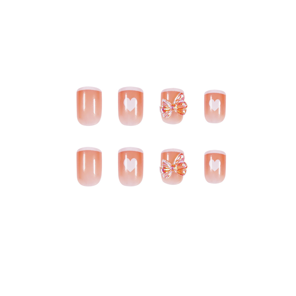 Nagelkunst mit Herz- und Schmetterlingsmotiven Brehn