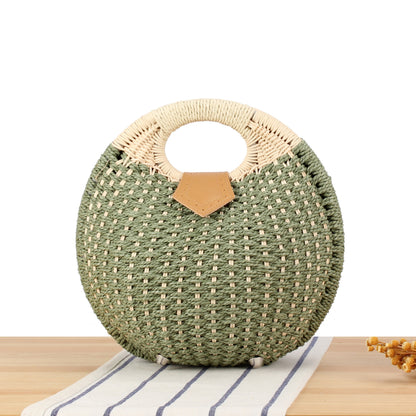 Runde Basttasche mit Elegantem Ledergriff Brehn
