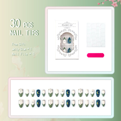 Künstlerisch von der Natur inspirierte Press-On Nail Art Set