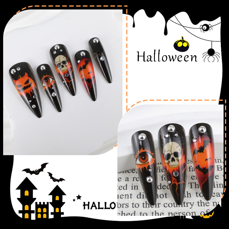 Halloween Kunstnagelset mit kreativen Geister- und Kürbisdesigns Brehn