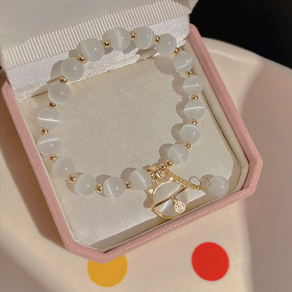 Charm Perlenarmband mit Katzenanhänger Brehn