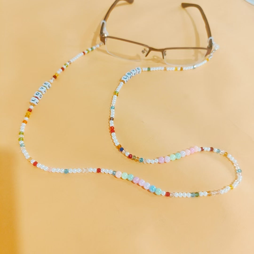 Brillenhalterkette mit Bunten Perlen Brehn