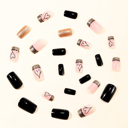 Elegante Glitter-Herz-Akzent-Nagelkunstverlängerungen Brehn