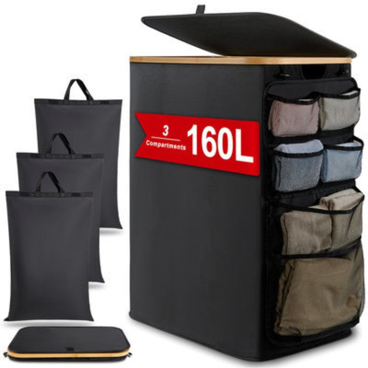 Multifunktionale Wäscheaufbewahrungsbox mit Bambusdeckel Brehn