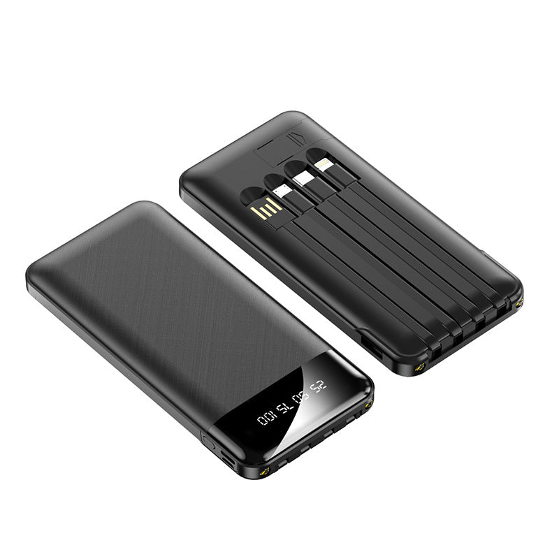 Tragbare Powerbank mit Integrierten Ladekabeln und Digitalem Display Brehn
