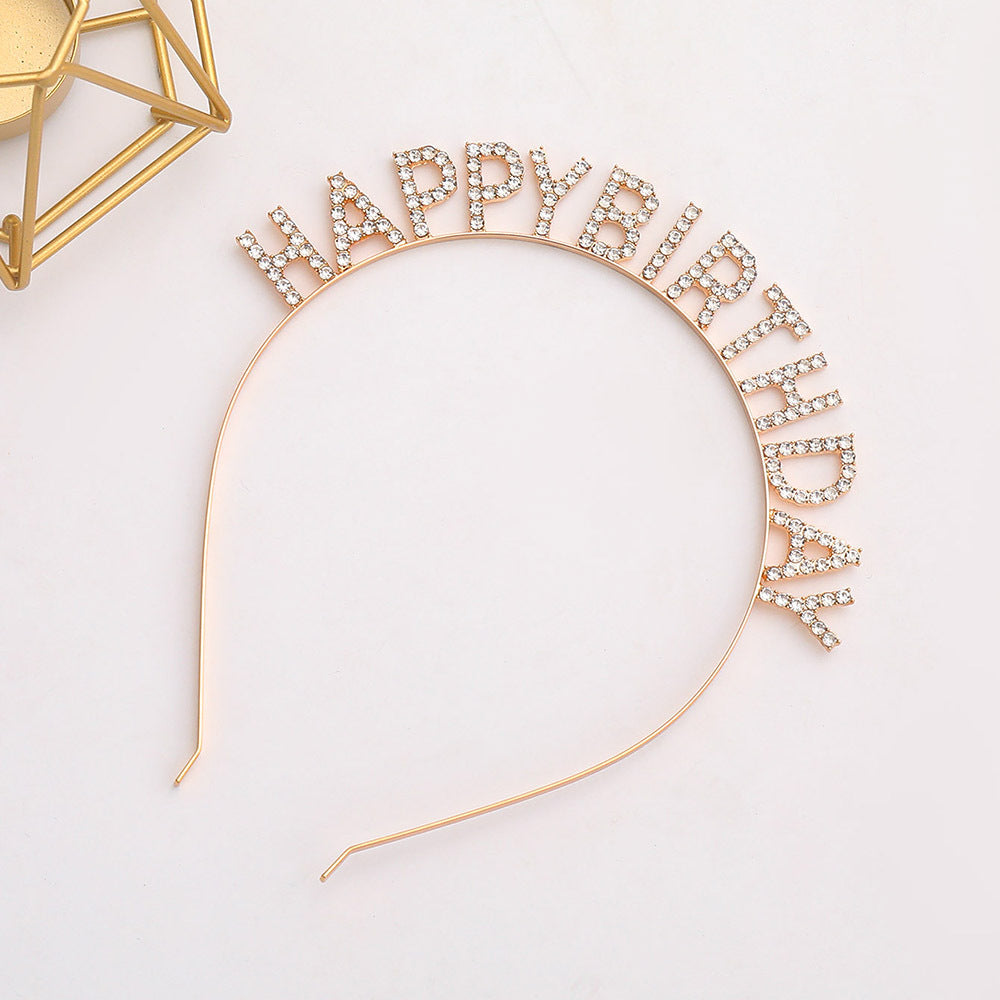 Damen Glitzernder Haarreif mit "Happy Birthday"-Aufschrift Brehn