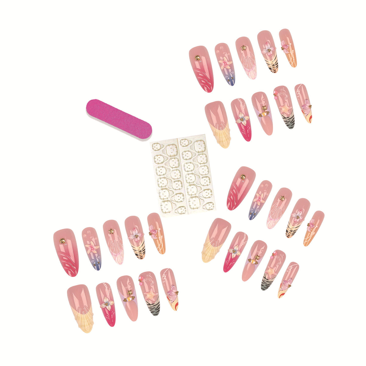 Künstlerisches Floral Press-On Nagelset