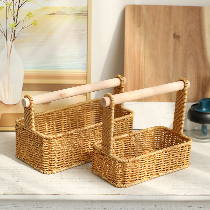 Unisex Moderner Aufbewahrungskorb mit stilvollem Holzgriff Brehn
