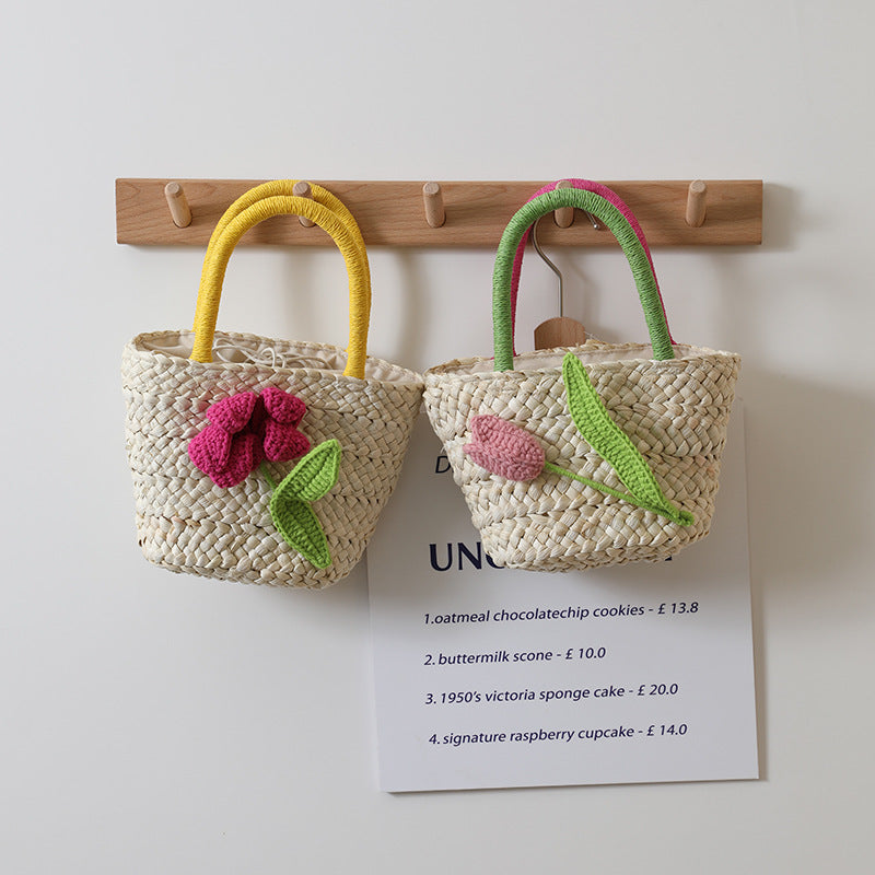 Damen Verspielte Korbtasche mit Blumenapplikation Brehn