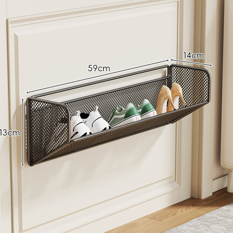 Wandmontierter Klappnetz-Schuhregal-Organizer für schlanke Eingänge