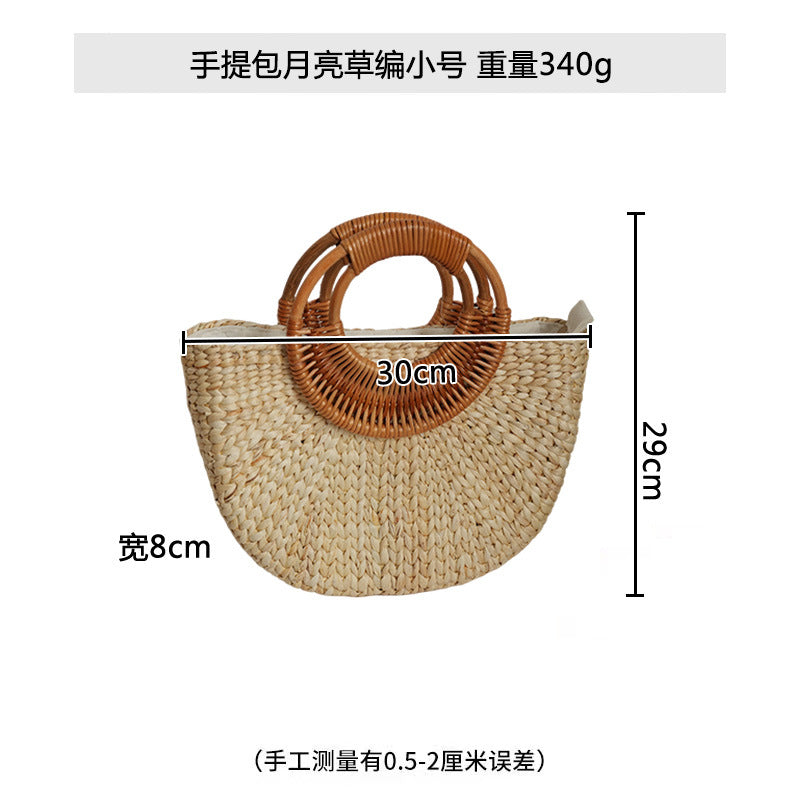 Damen handgefertigte Strandtasche mit geflochtenen Griffen Brehn