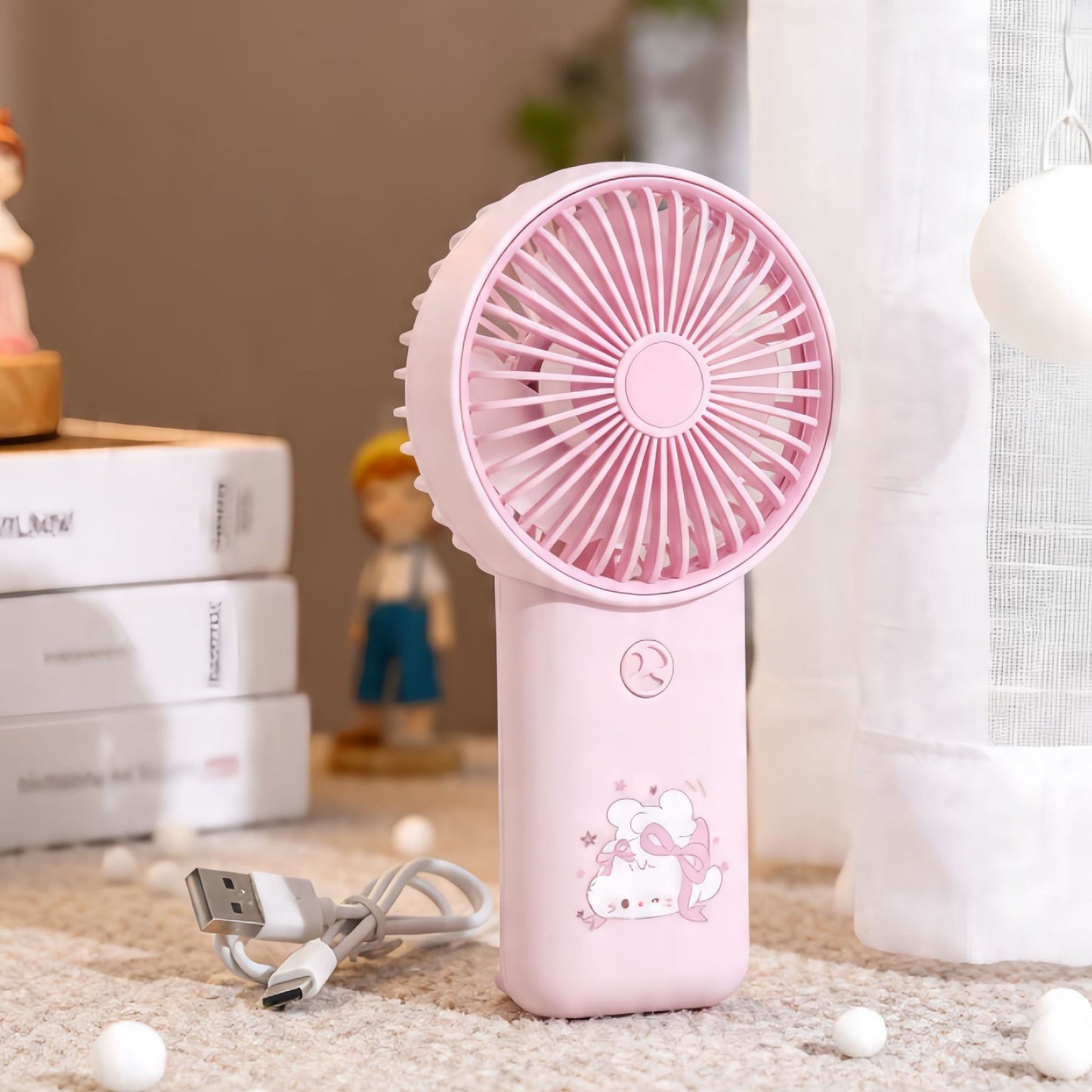 Damen tragbarer Handventilator mit süßem Pinguin-Design Brehn