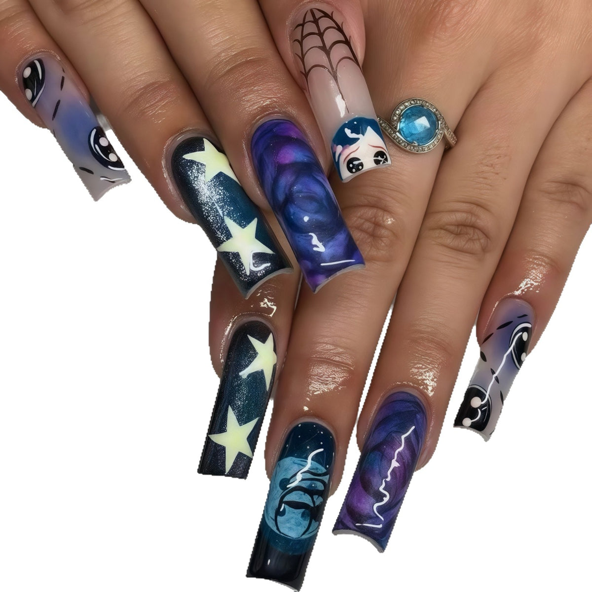 Künstlerisches Kosmisches Nageldesign Brehn