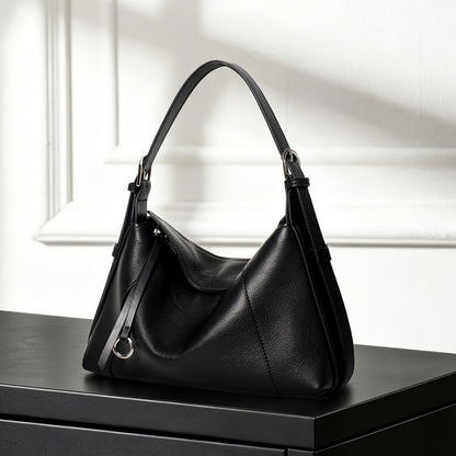 Leder Schulter Hobo Tasche mit verstellbarem Kontrastgurt