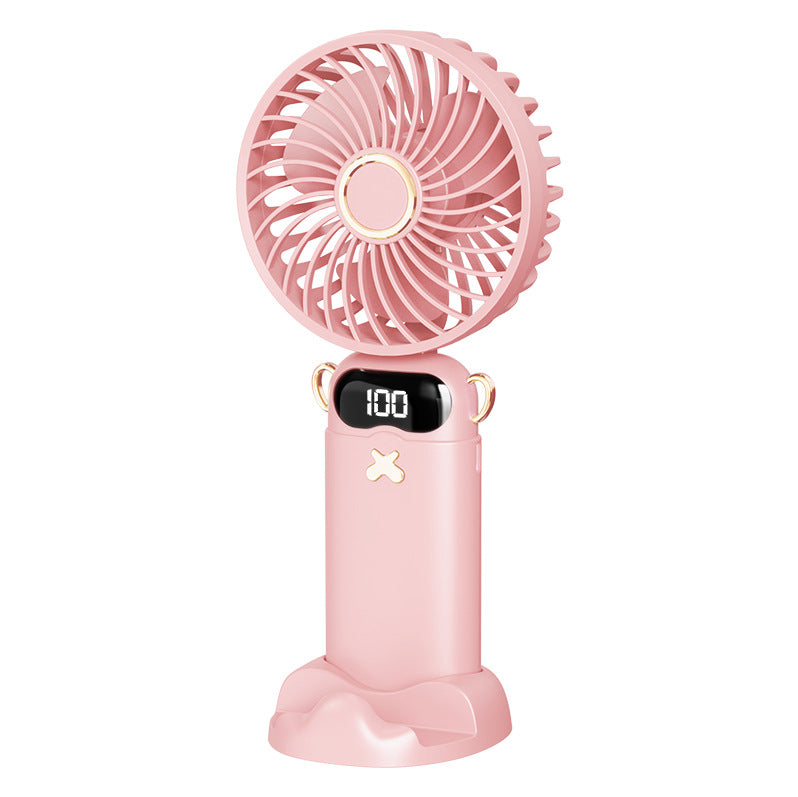 Kühlender wiederaufladbarer tragbarer Mini-Ventilator mit digitaler Batteriestandsanzeige und süßem Schreibtischständer Brehn
