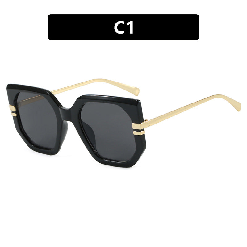 Damen geometrische Sonnenbrille mit luxuriösem goldenen Rahmen und polarisierenden Gläsern Brehn