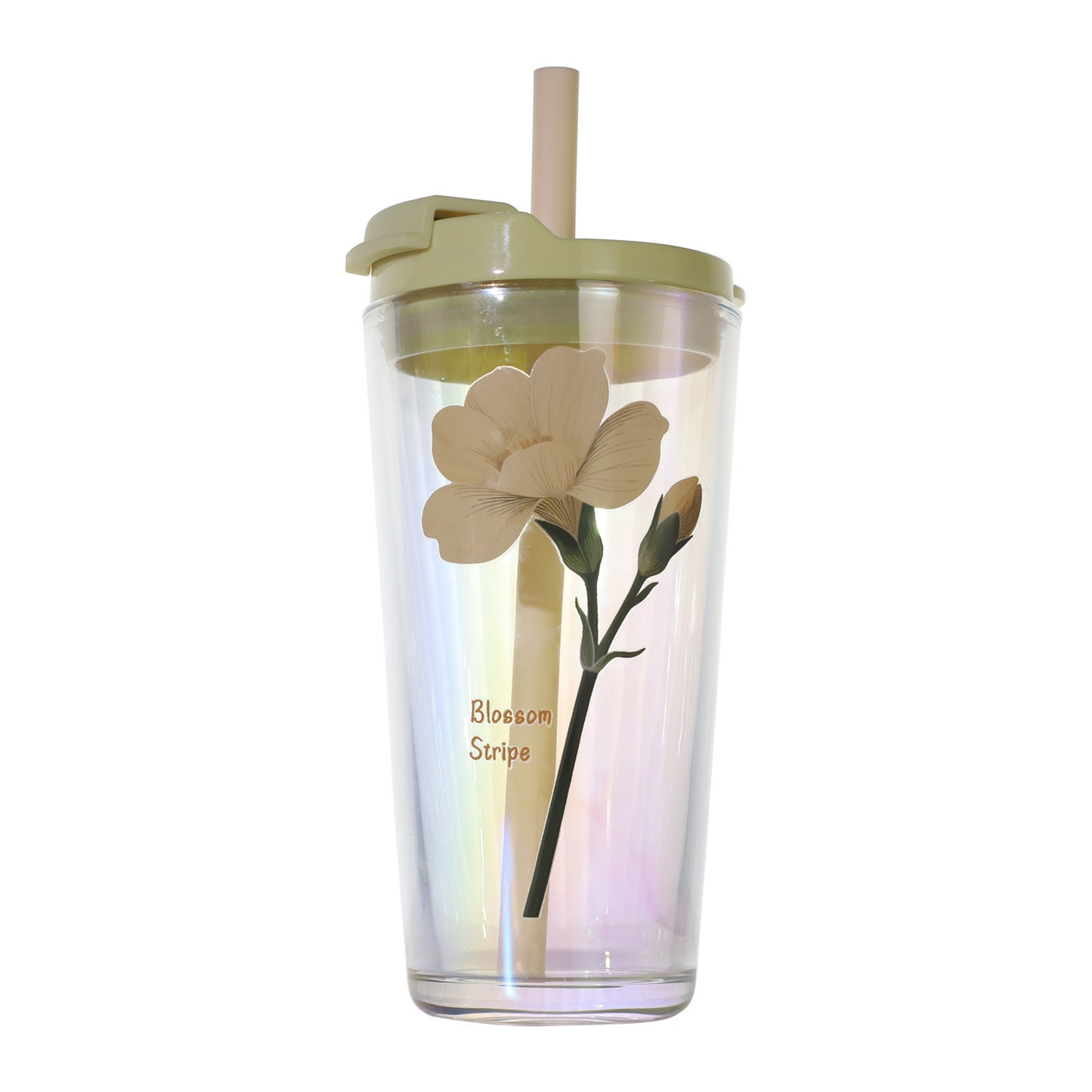 Damen Trinkbecher mit praktischer Silikonschutzhülle und dekorativen Blumenmotiven Brehn
