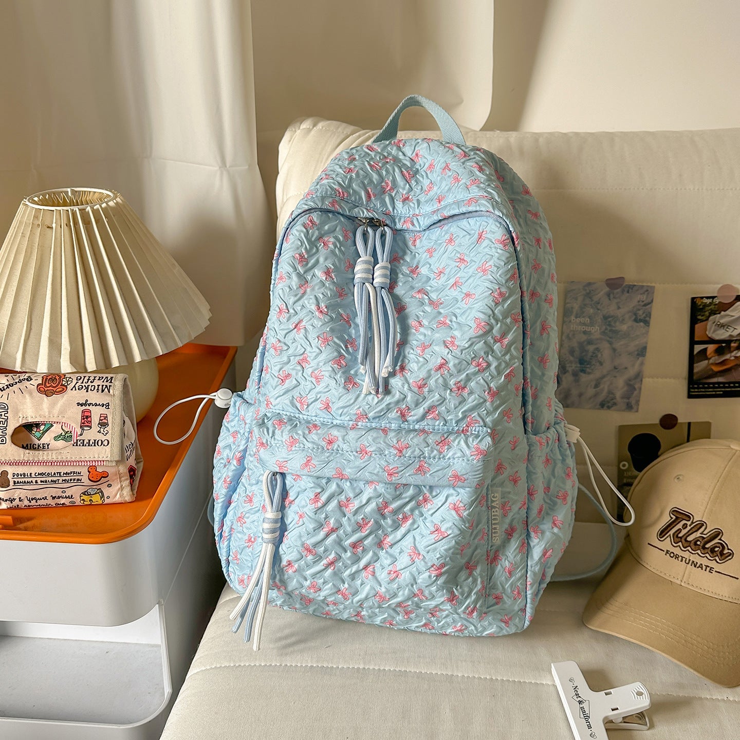 Strukturierter Plüsch Mehrfach-Compartt Rucksack Brehn
