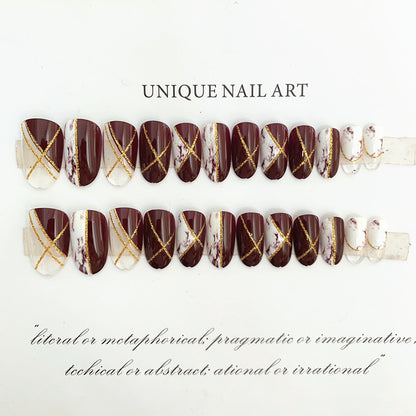 Marmor Effekt Press-On Nagelset