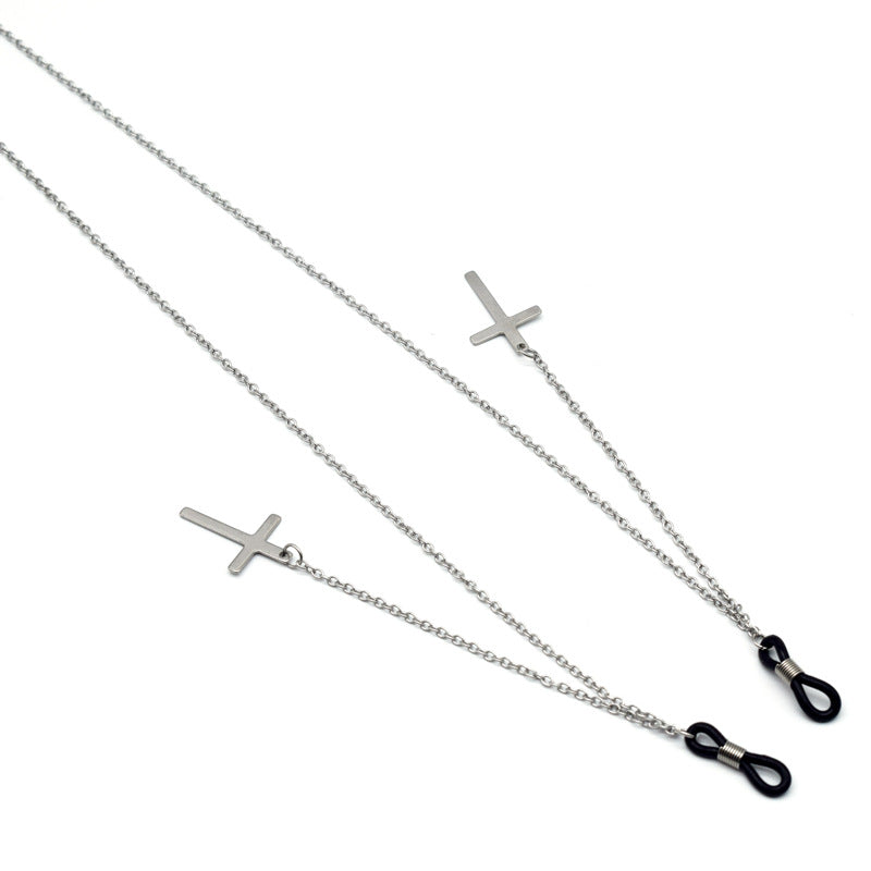 Trendy Metal Kreuz Brille Kette Brehn