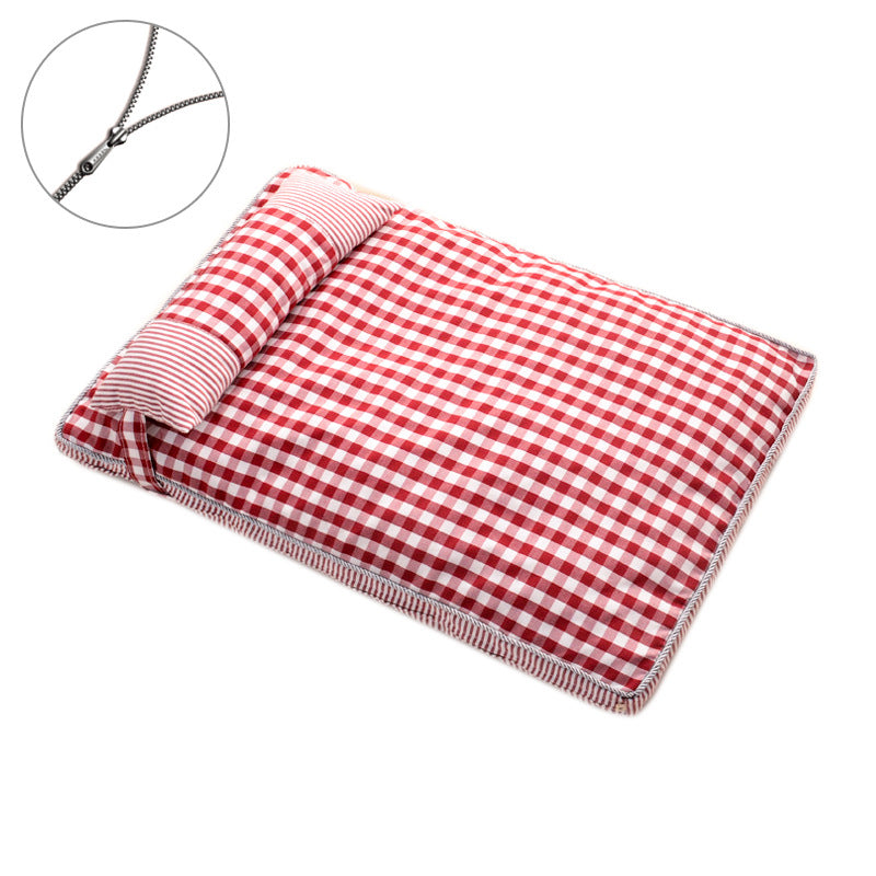 Premium Gingham Muster Schlafmatte Hundebett