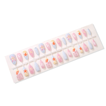 Künstlerisches, vom Ozean inspiriertes Press-On Nagelkunst Set Brehn