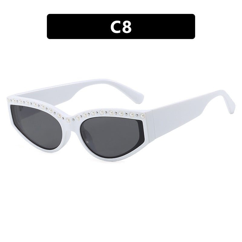 Damen Cat-Eye Sonnenbrille mit funkelndem Strassbesatz und animalischem Muster Brehn