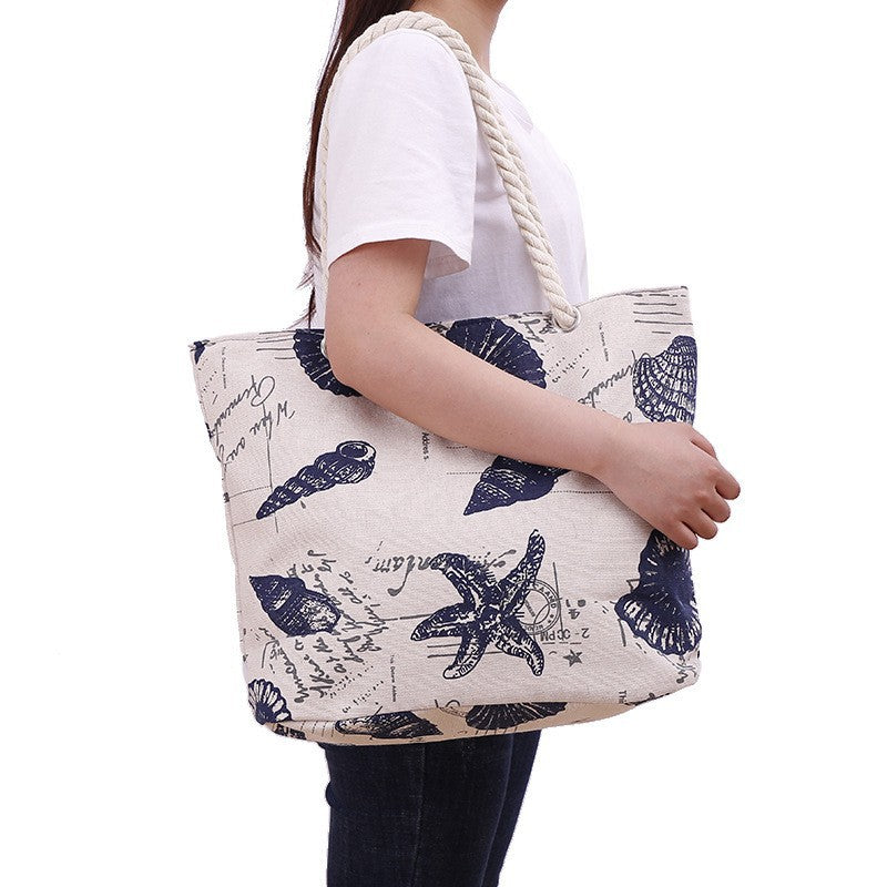 Strandtasche mit Maritimen Muschel-Motiv Brehn