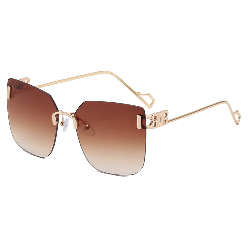 Damen elegante quadratische Sonnenbrille mit goldfarbenem Metallrahmen Brehn